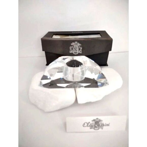 Oleg Cassini Crystal Tea Light Votive Signed Faceted Curve Candle Holder - Picture 2 of 16